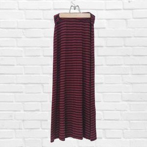 2/$25 J. Crew Long Red Black Striped Skirt Small